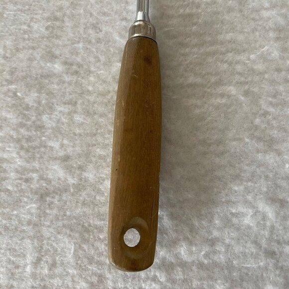 Ekco Meat Fork Utensil Carving USA Chrome Shaft Wood Handle 13" Kitchen Vintage - Picture 13 of 14